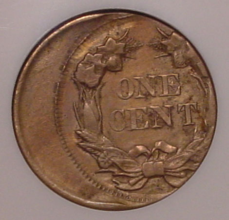 1888 Indian Head penny off-center strike error showing design shifted from center with crescent of blank planchet visible